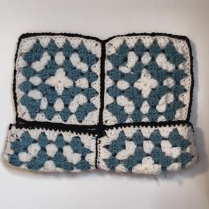 Crochet Patterned Hat - Black, White, and Blue